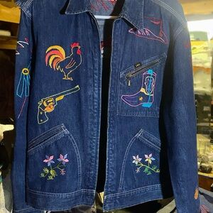 Lee Dark Blue Embroidered Denim Jacket
